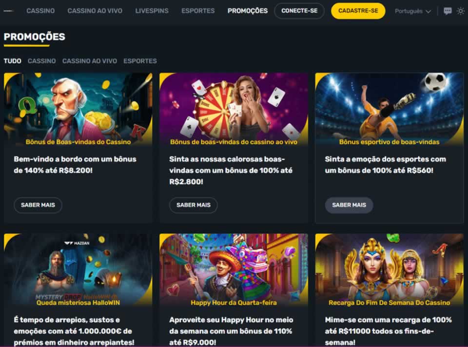 Neste site você tem a oportunidade de apostar nos maiores eventos esportivos de diversas modalidades e categorias do Brasil e do mundo. Você pode se divertir com torneios tradicionais e até mesmo com alguns eSports (que são competições profissionais de videogame). A plataforma oferece aos fãs de esportes uma experiência única e emocionante.